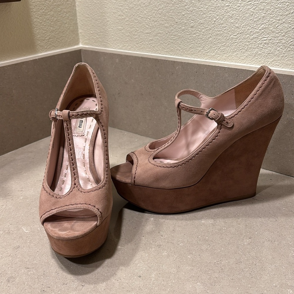 Miu Miu Suede Wedge Heels